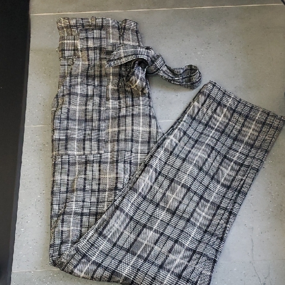 Leighton Black and White Plaid Pants